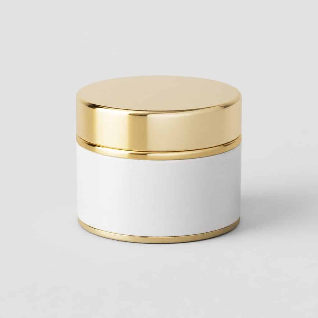 Pot de crème anti-âge formulée pour atténuer l'apparence des rides