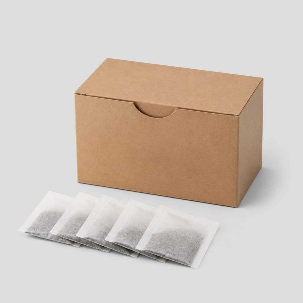 Boîte de la tisane aux plantes, complément alimentaire silhouette